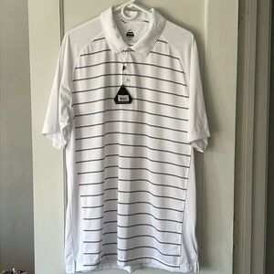 Bolle‎ Men’s golf polo. Cool,Size XXL. White striped. Breathable. Tailored. NWT
